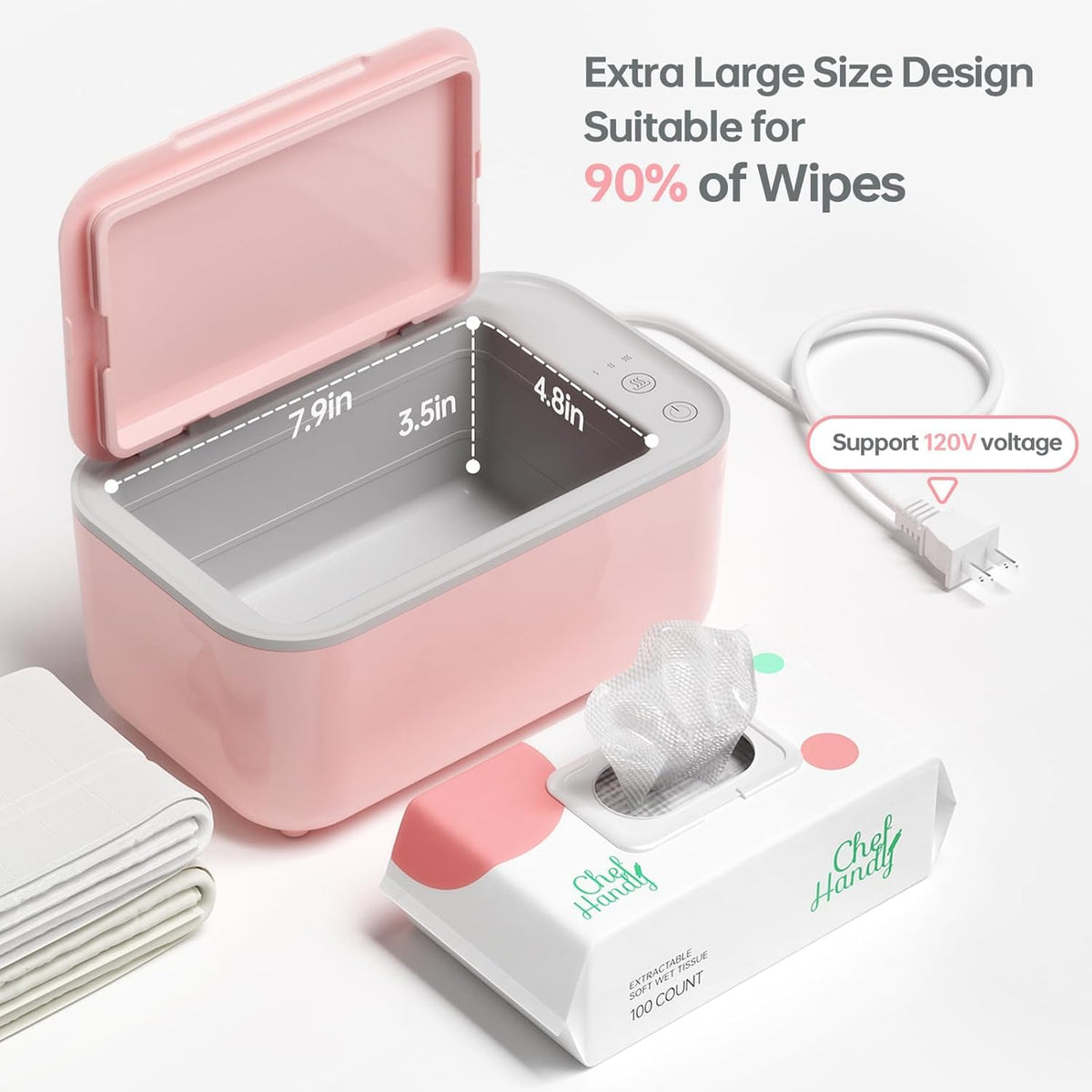 Baby Wipe Warmer with Surround Heating, Large Capacity, White