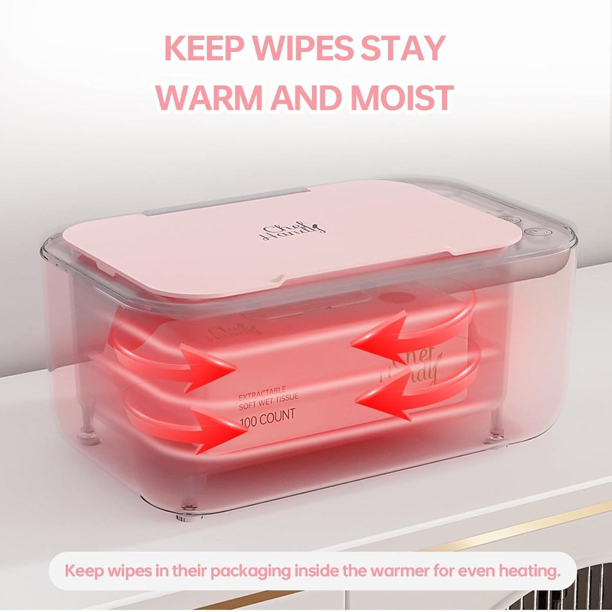 Baby Wipe Warmer with Surround Heating, Large Capacity, White