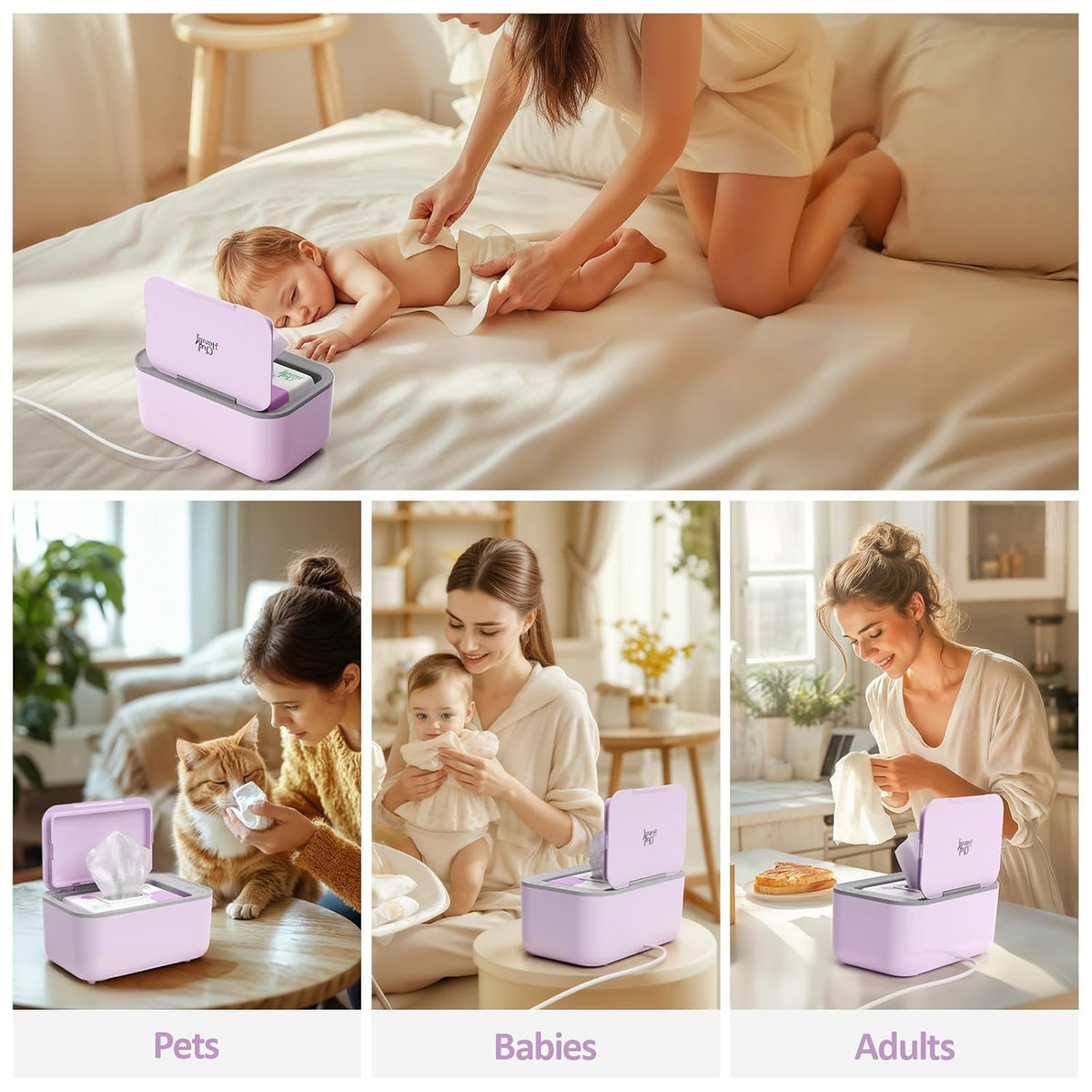 Baby Wipe Warmer with Surround Heating, Large Capacity, White