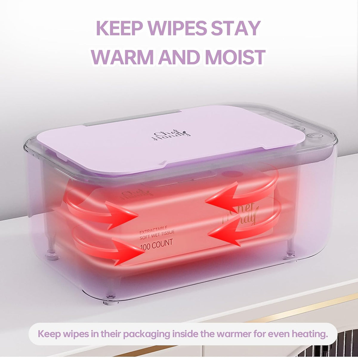 Baby Wipe Warmer with Surround Heating, Large Capacity, White