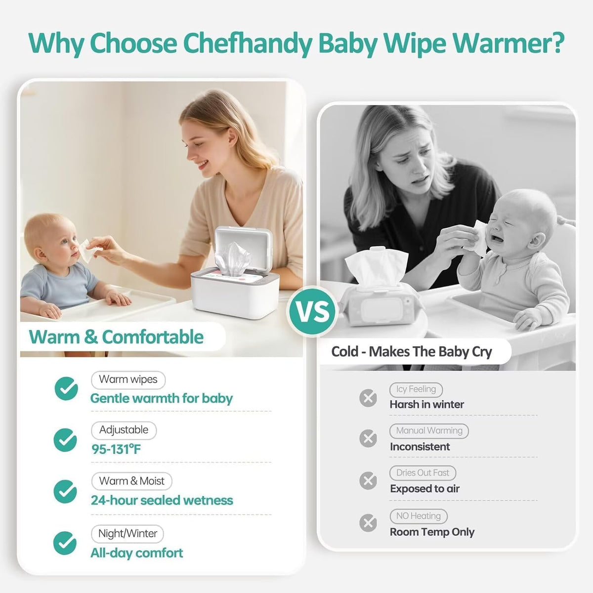 Baby Wipe Warmer with Surround Heating, Large Capacity, White