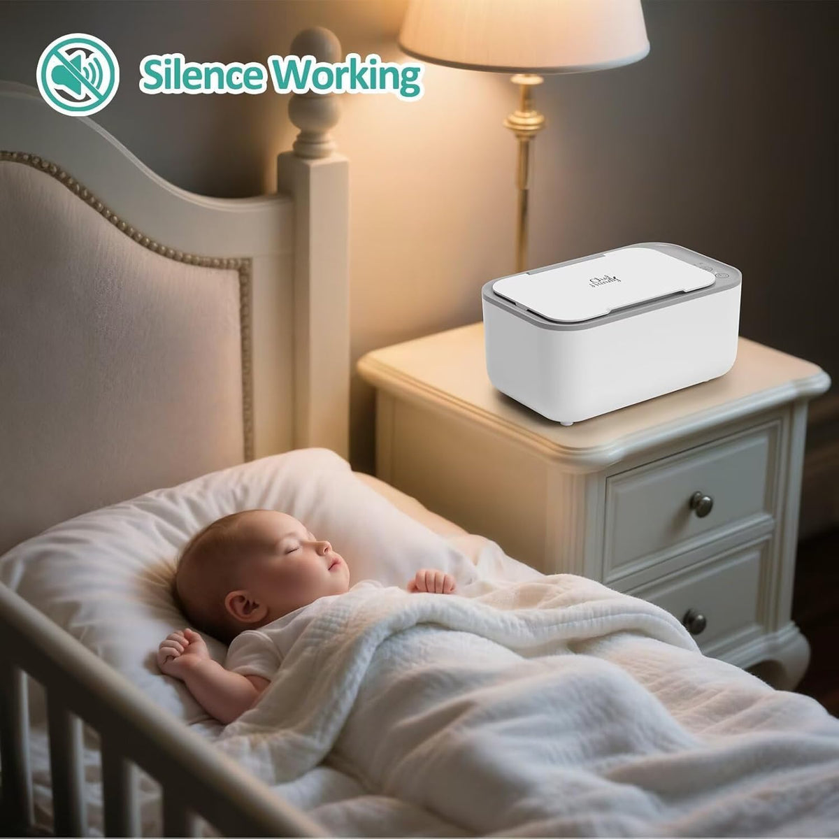 Baby Wipe Warmer with Surround Heating, Large Capacity, White