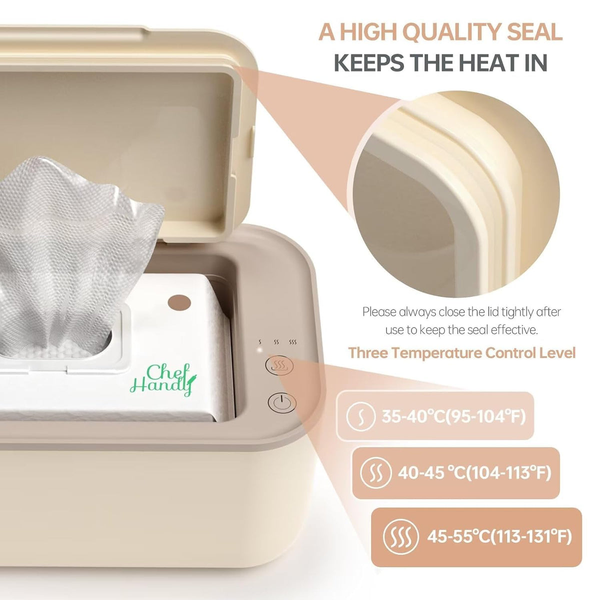 Baby Wipe Warmer with Surround Heating, Large Capacity, White