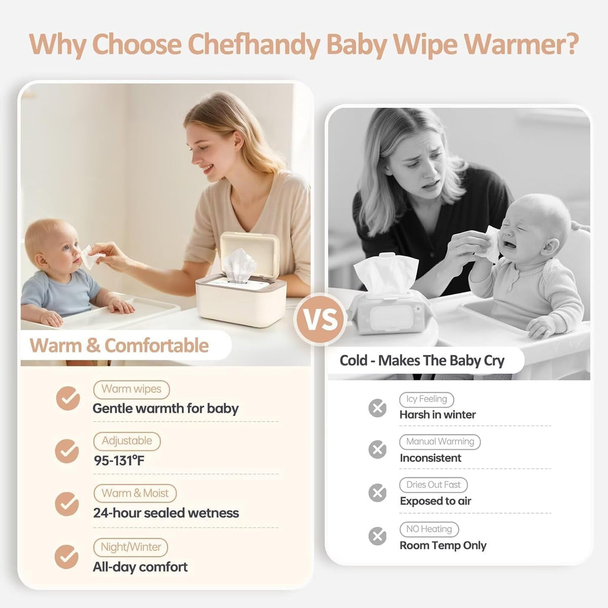 Baby Wipe Warmer with Surround Heating, Large Capacity, White