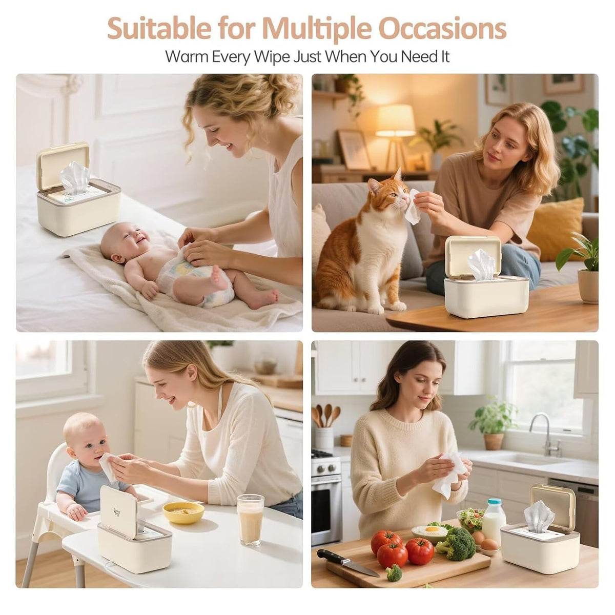 Baby Wipe Warmer with Surround Heating, Large Capacity, White