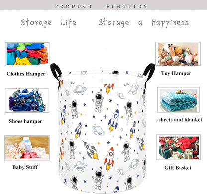 Kids Laundry Hamper Clothes Gift Basket Storage Laundry Baskets Organizer Bin with Handles for Nursery Room (Excavator)