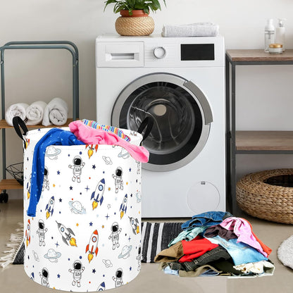 Kids Laundry Hamper Clothes Gift Basket Storage Laundry Baskets Organizer Bin with Handles for Nursery Room (Excavator)