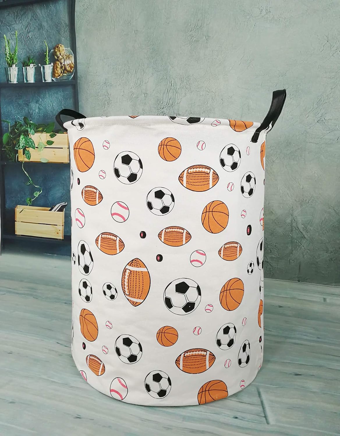 Kids Laundry Hamper Clothes Gift Basket Storage Laundry Baskets Organizer Bin with Handles for Nursery Room (Excavator)