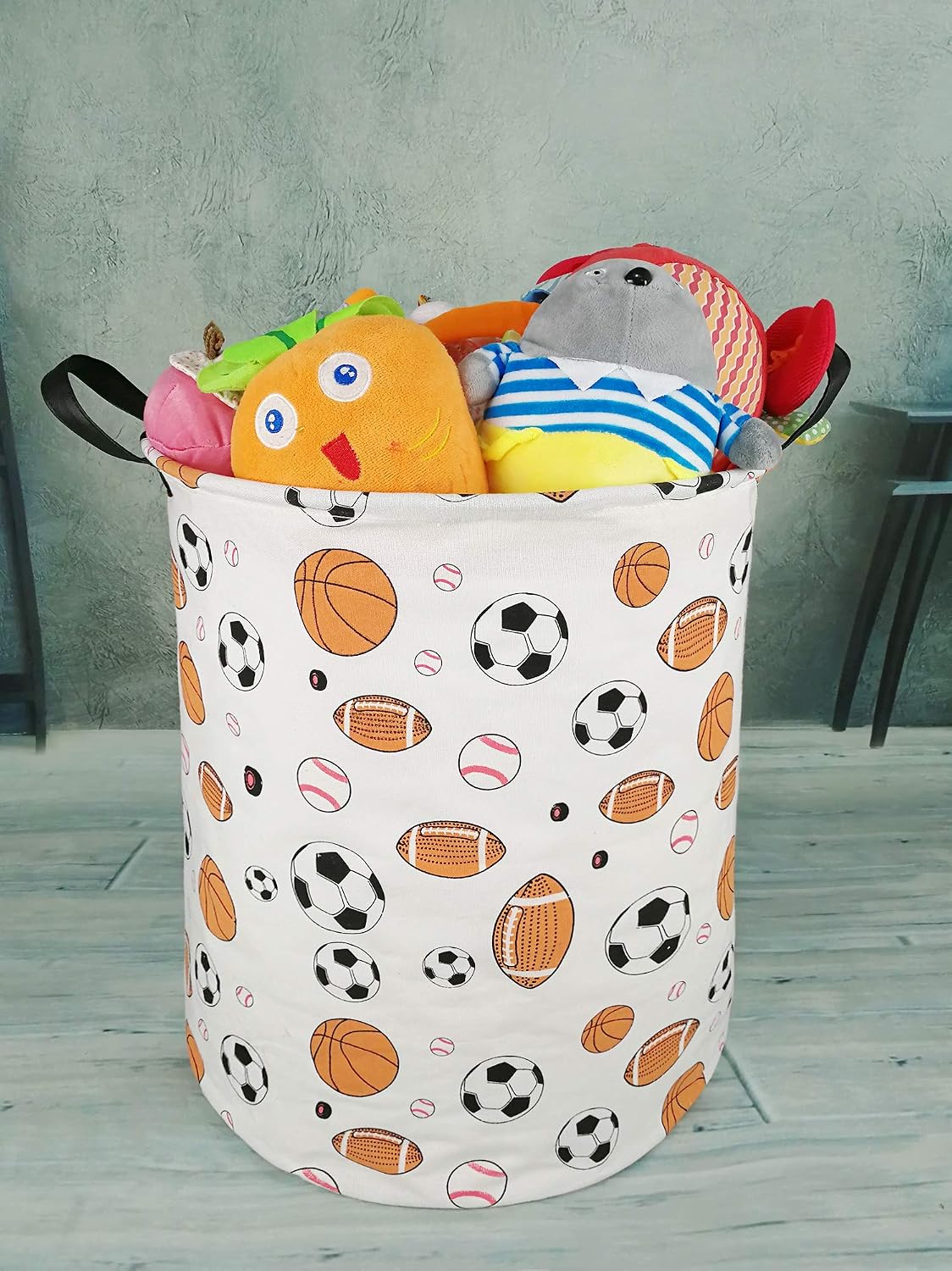 Kids Laundry Hamper Clothes Gift Basket Storage Laundry Baskets Organizer Bin with Handles for Nursery Room (Excavator)