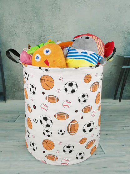 Kids Laundry Hamper Clothes Gift Basket Storage Laundry Baskets Organizer Bin with Handles for Nursery Room (Excavator)