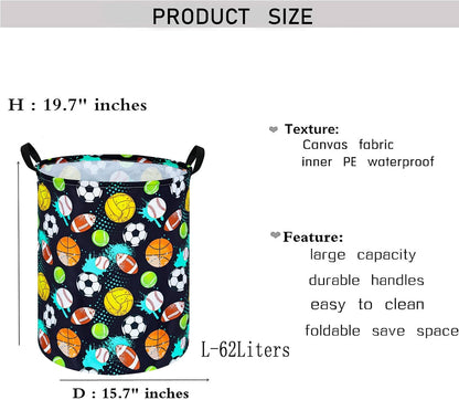 Kids Laundry Hamper Clothes Gift Basket Storage Laundry Baskets Organizer Bin with Handles for Nursery Room (Excavator)