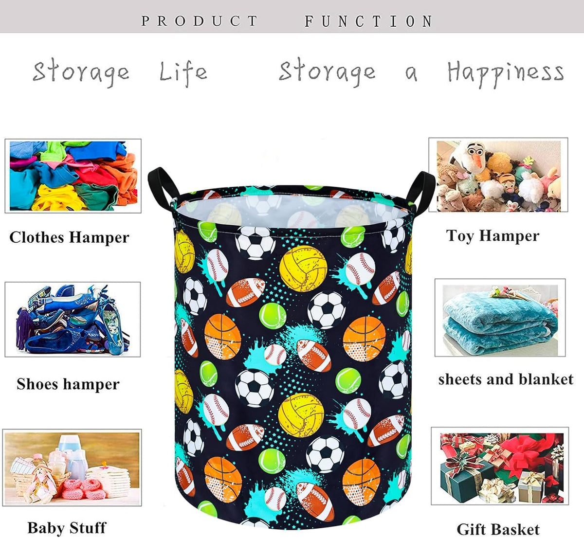 Kids Laundry Hamper Clothes Gift Basket Storage Laundry Baskets Organizer Bin with Handles for Nursery Room (Excavator)