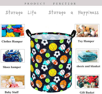 Kids Laundry Hamper Clothes Gift Basket Storage Laundry Baskets Organizer Bin with Handles for Nursery Room (Excavator)