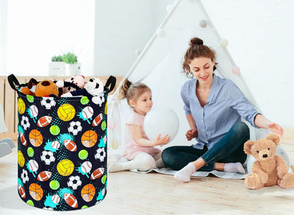 Kids Laundry Hamper Clothes Gift Basket Storage Laundry Baskets Organizer Bin with Handles for Nursery Room (Excavator)