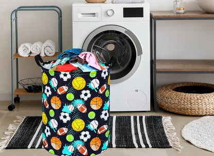 Kids Laundry Hamper Clothes Gift Basket Storage Laundry Baskets Organizer Bin with Handles for Nursery Room (Excavator)