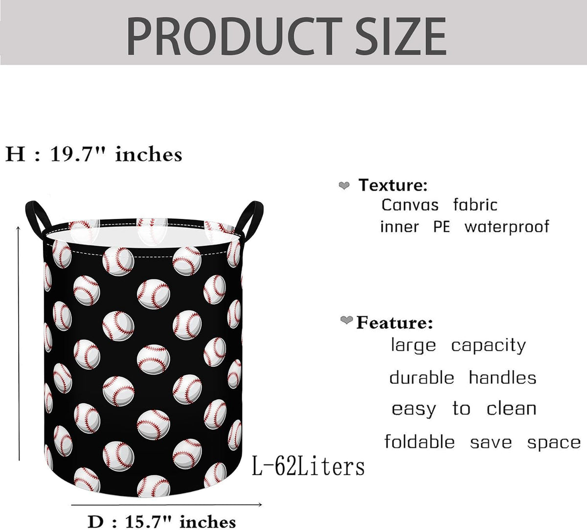 Kids Laundry Hamper Clothes Gift Basket Storage Laundry Baskets Organizer Bin with Handles for Nursery Room (Excavator)