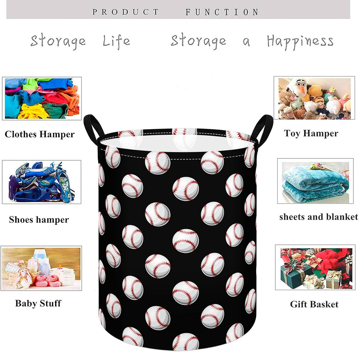 Kids Laundry Hamper Clothes Gift Basket Storage Laundry Baskets Organizer Bin with Handles for Nursery Room (Excavator)