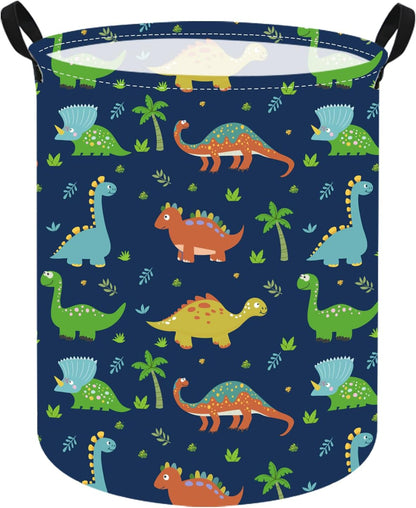 Kids Laundry Hamper Clothes Gift Basket Storage Laundry Baskets Organizer Bin with Handles for Nursery Room (Excavator)