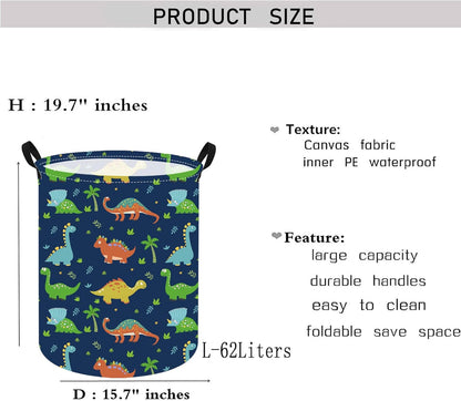 Kids Laundry Hamper Clothes Gift Basket Storage Laundry Baskets Organizer Bin with Handles for Nursery Room (Excavator)