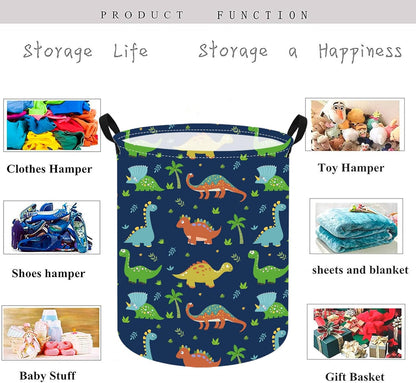 Kids Laundry Hamper Clothes Gift Basket Storage Laundry Baskets Organizer Bin with Handles for Nursery Room (Excavator)