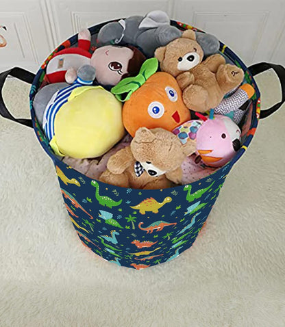 Kids Laundry Hamper Clothes Gift Basket Storage Laundry Baskets Organizer Bin with Handles for Nursery Room (Excavator)