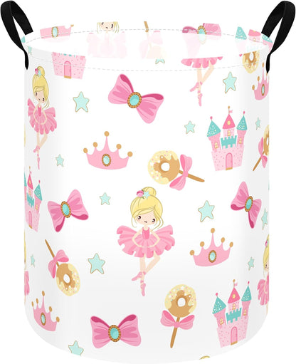 Kids Laundry Hamper Clothes Gift Basket Storage Laundry Baskets Organizer Bin with Handles for Nursery Room (Excavator)