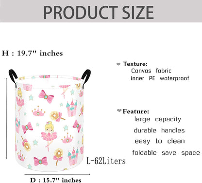 Kids Laundry Hamper Clothes Gift Basket Storage Laundry Baskets Organizer Bin with Handles for Nursery Room (Excavator)