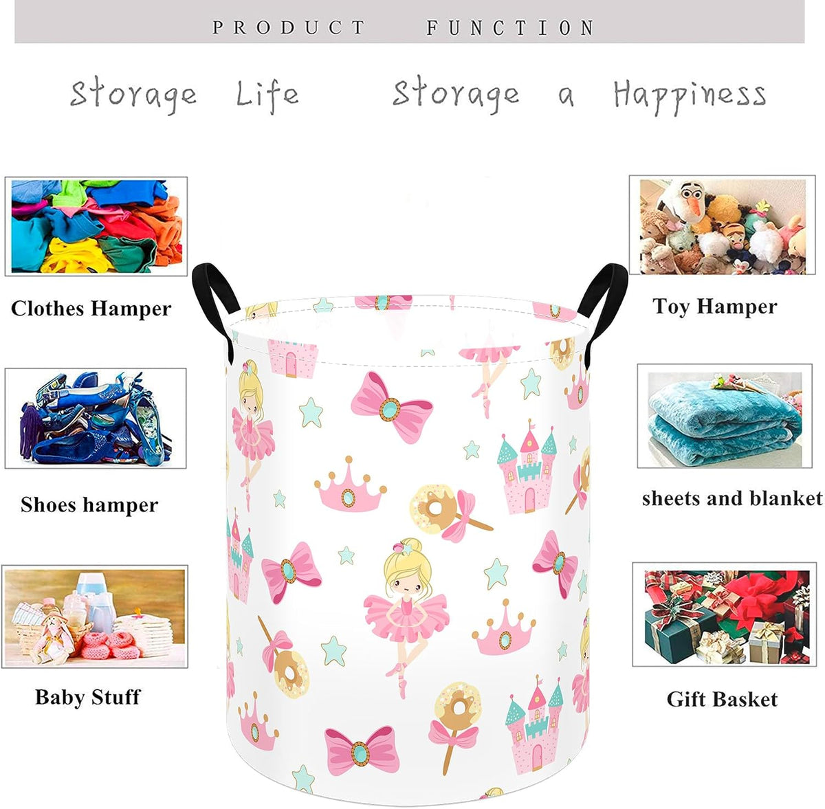 Kids Laundry Hamper Clothes Gift Basket Storage Laundry Baskets Organizer Bin with Handles for Nursery Room (Excavator)