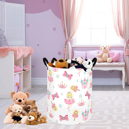 Kids Laundry Hamper Clothes Gift Basket Storage Laundry Baskets Organizer Bin with Handles for Nursery Room (Excavator)