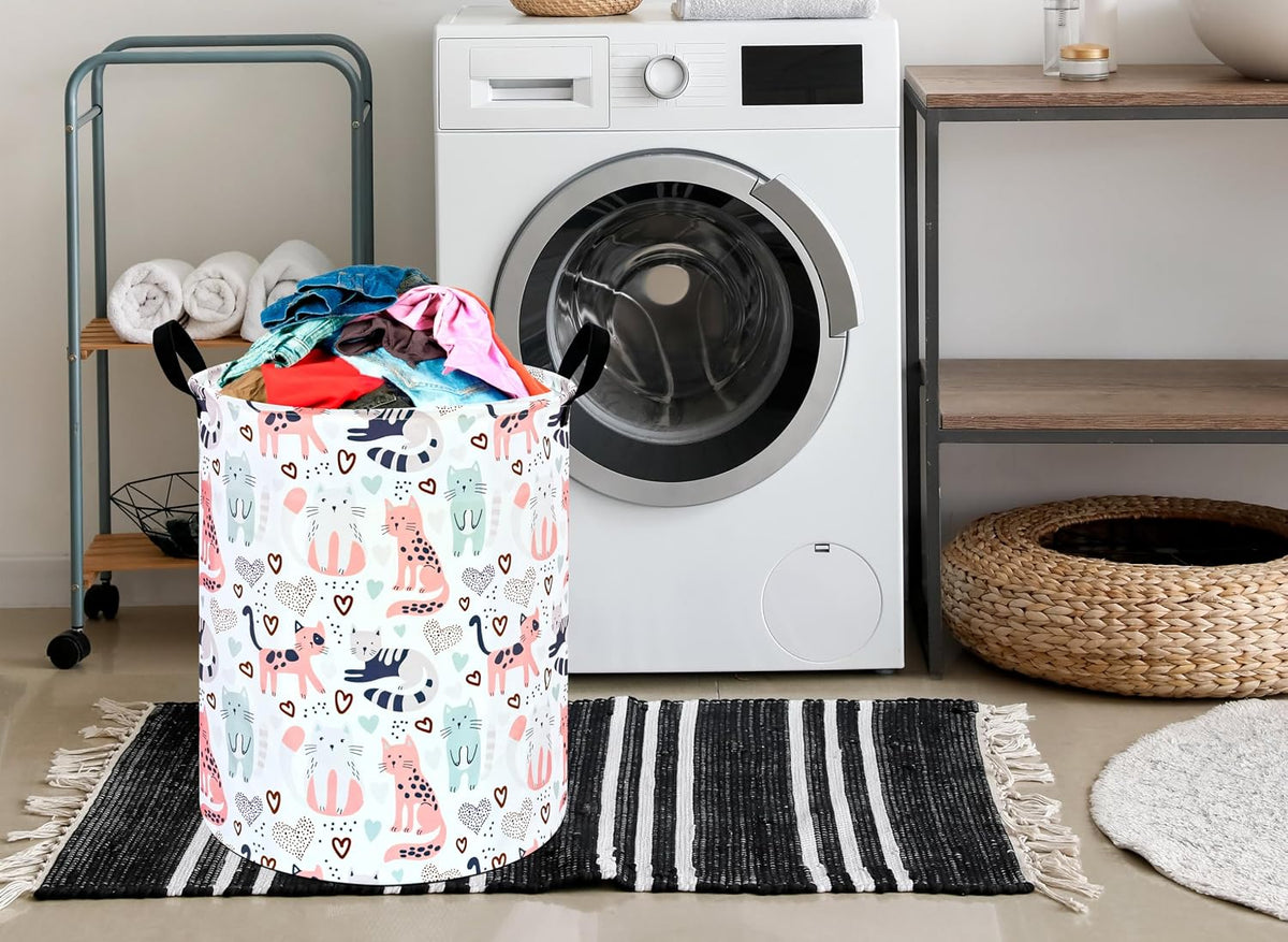 Kids Laundry Hamper Clothes Gift Basket Storage Laundry Baskets Organizer Bin with Handles for Nursery Room (Excavator)