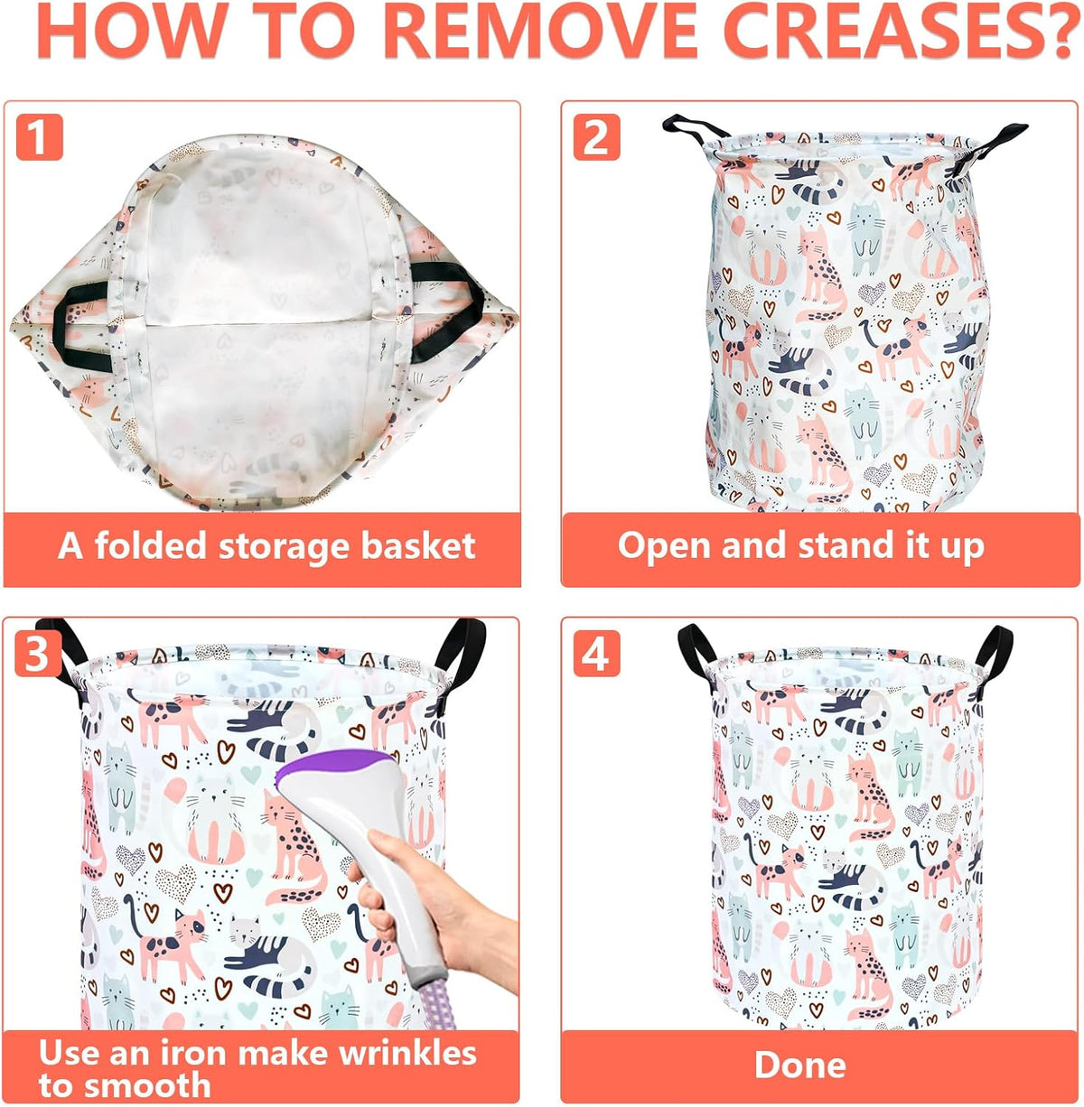Kids Laundry Hamper Clothes Gift Basket Storage Laundry Baskets Organizer Bin with Handles for Nursery Room (Excavator)