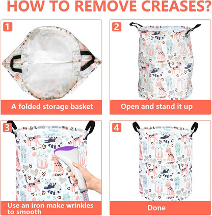 Kids Laundry Hamper Clothes Gift Basket Storage Laundry Baskets Organizer Bin with Handles for Nursery Room (Excavator)
