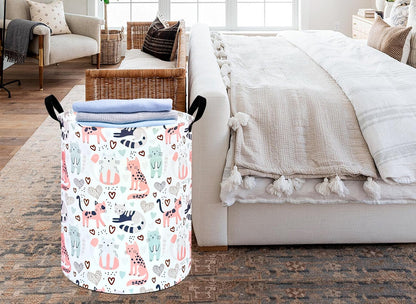 Kids Laundry Hamper Clothes Gift Basket Storage Laundry Baskets Organizer Bin with Handles for Nursery Room (Excavator)
