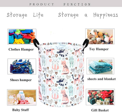 Kids Laundry Hamper Clothes Gift Basket Storage Laundry Baskets Organizer Bin with Handles for Nursery Room (Excavator)