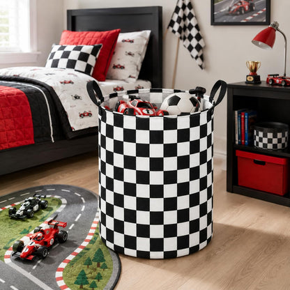 Kids Laundry Hamper Clothes Gift Basket Storage Laundry Baskets Organizer Bin with Handles for Nursery Room (Excavator)