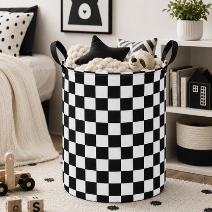 Kids Laundry Hamper Clothes Gift Basket Storage Laundry Baskets Organizer Bin with Handles for Nursery Room (Excavator)