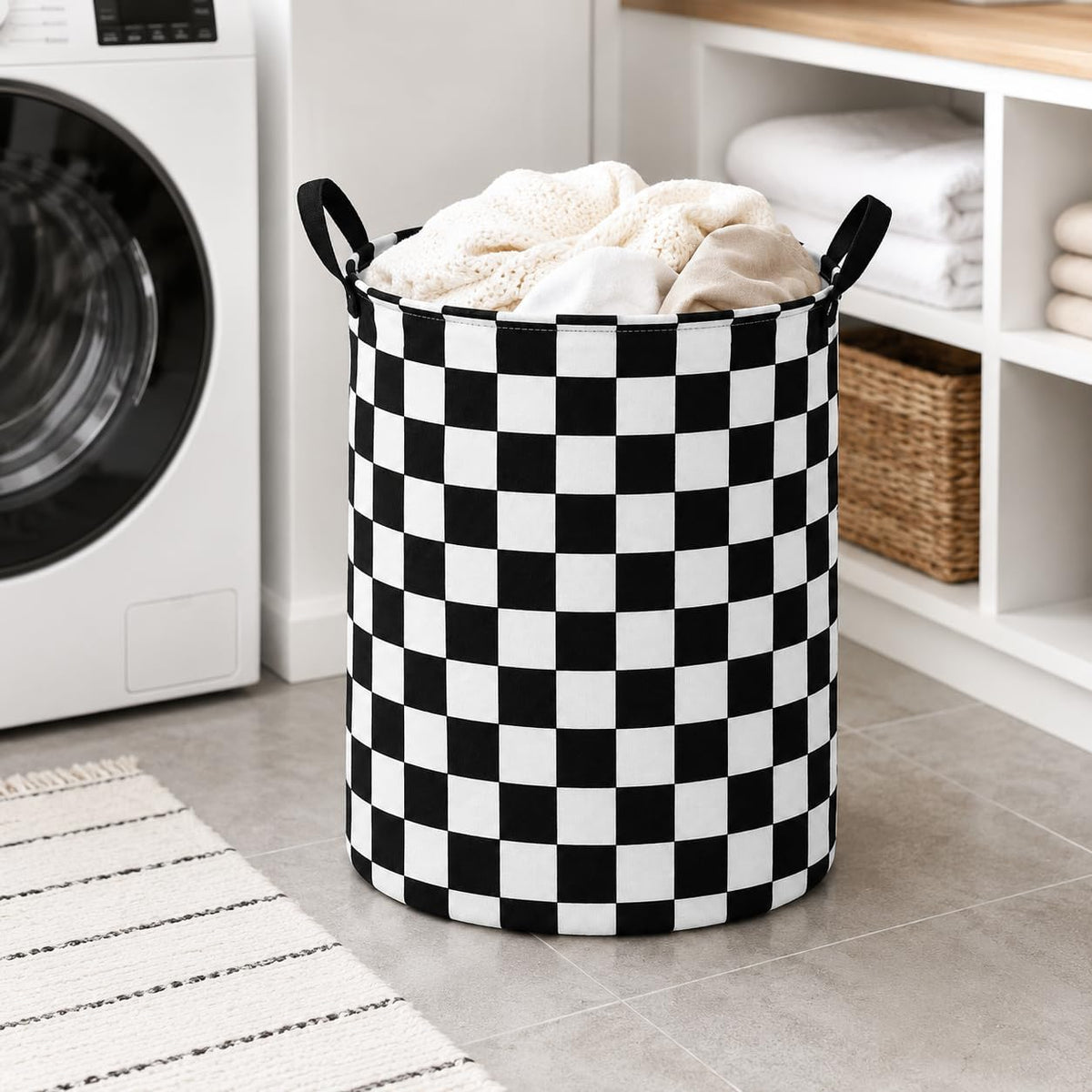 Kids Laundry Hamper Clothes Gift Basket Storage Laundry Baskets Organizer Bin with Handles for Nursery Room (Excavator)