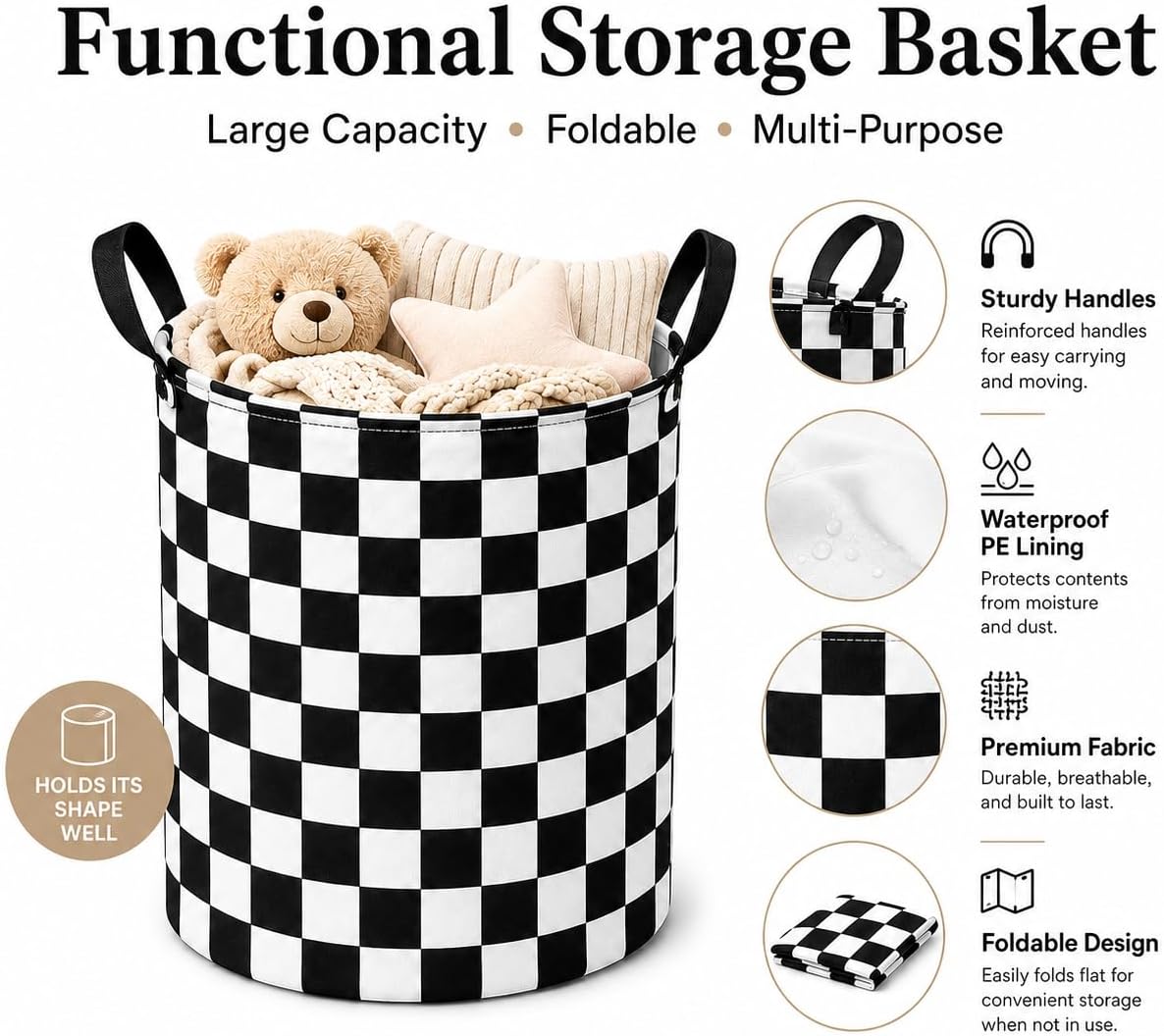 Kids Laundry Hamper Clothes Gift Basket Storage Laundry Baskets Organizer Bin with Handles for Nursery Room (Excavator)