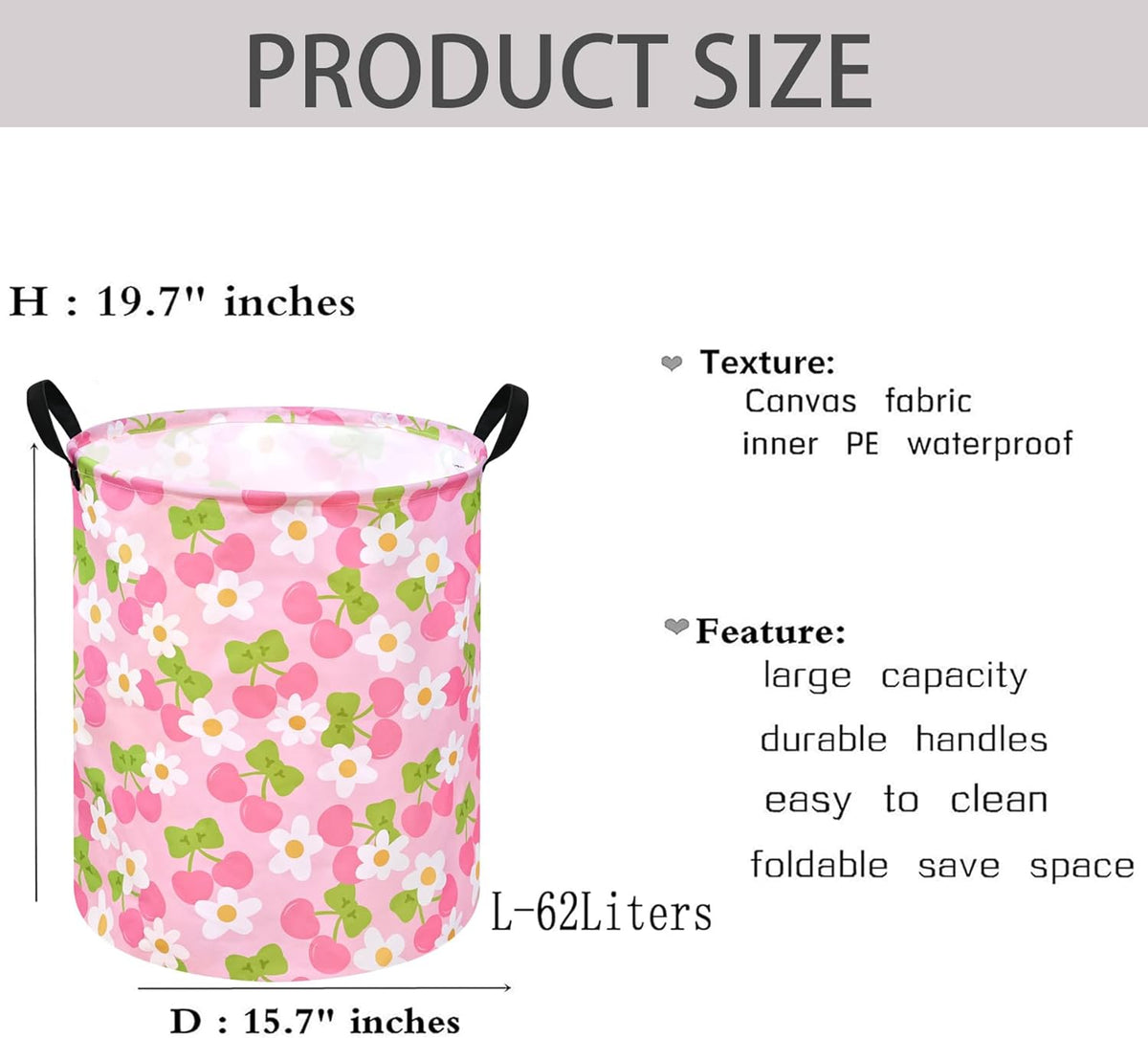 Kids Laundry Hamper Clothes Gift Basket Storage Laundry Baskets Organizer Bin with Handles for Nursery Room (Excavator)