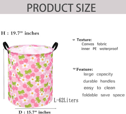Kids Laundry Hamper Clothes Gift Basket Storage Laundry Baskets Organizer Bin with Handles for Nursery Room (Excavator)