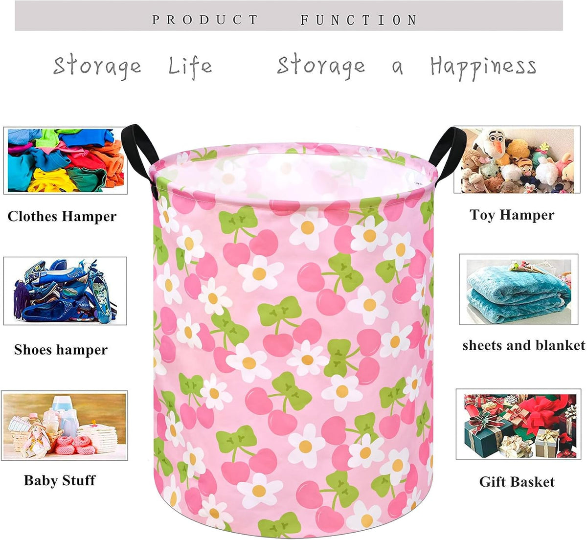 Kids Laundry Hamper Clothes Gift Basket Storage Laundry Baskets Organizer Bin with Handles for Nursery Room (Excavator)