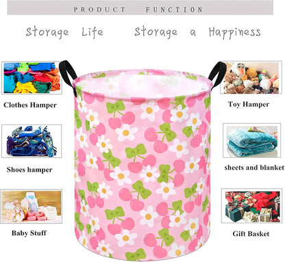 Kids Laundry Hamper Clothes Gift Basket Storage Laundry Baskets Organizer Bin with Handles for Nursery Room (Excavator)