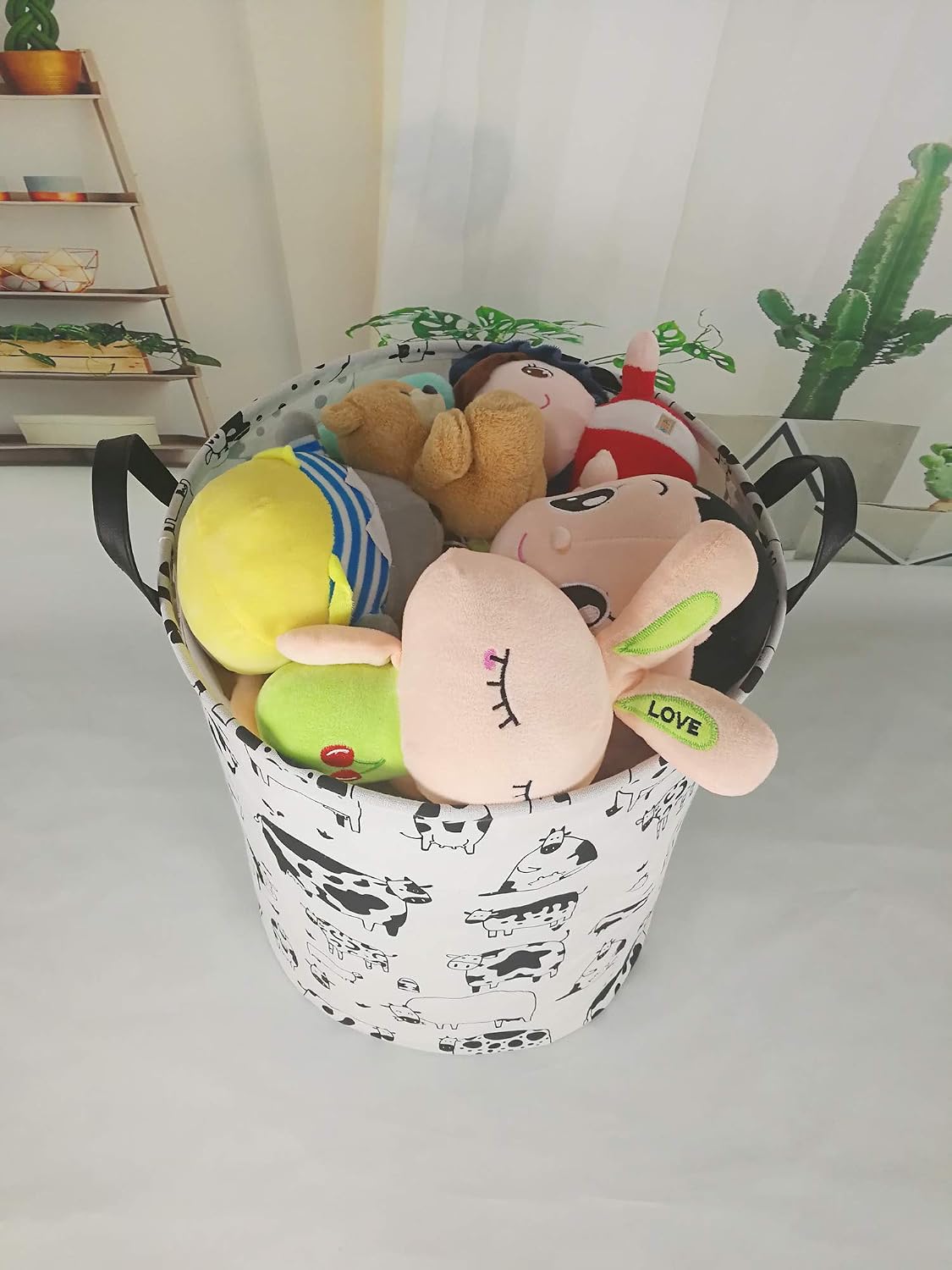 Kids Laundry Hamper Clothes Gift Basket Storage Laundry Baskets Organizer Bin with Handles for Nursery Room (Excavator)