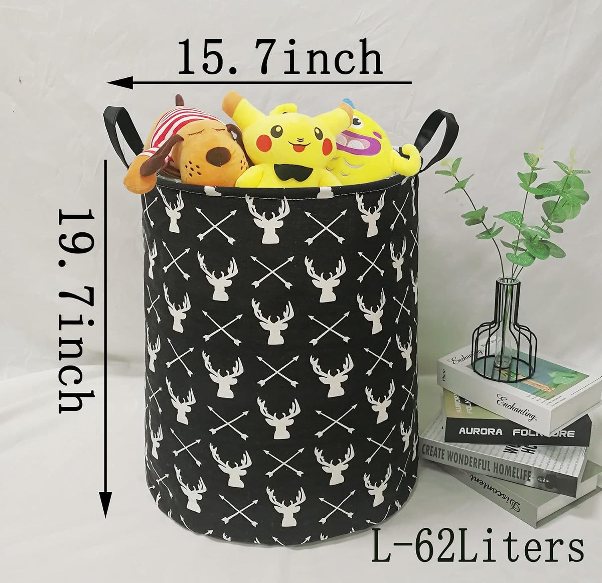 Kids Laundry Hamper Clothes Gift Basket Storage Laundry Baskets Organizer Bin with Handles for Nursery Room (Excavator)