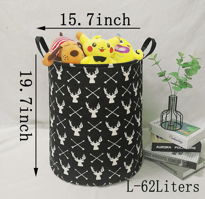 Kids Laundry Hamper Clothes Gift Basket Storage Laundry Baskets Organizer Bin with Handles for Nursery Room (Excavator)