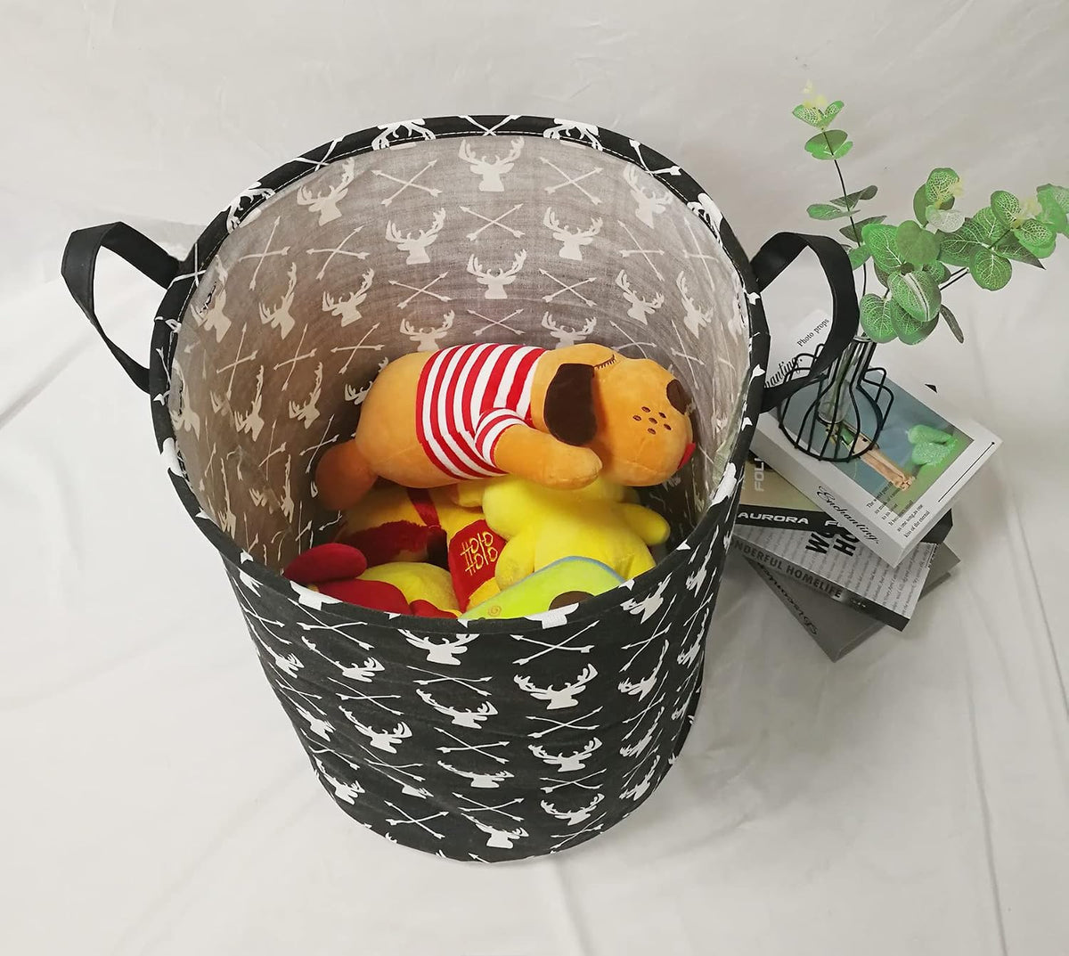 Kids Laundry Hamper Clothes Gift Basket Storage Laundry Baskets Organizer Bin with Handles for Nursery Room (Excavator)