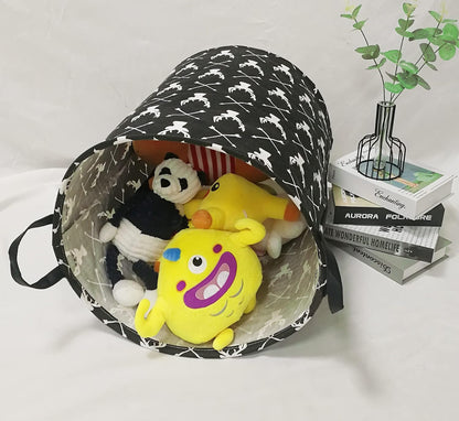 Kids Laundry Hamper Clothes Gift Basket Storage Laundry Baskets Organizer Bin with Handles for Nursery Room (Excavator)