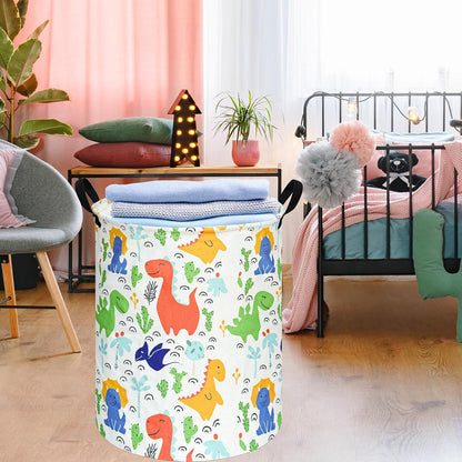 Kids Laundry Hamper Clothes Gift Basket Storage Laundry Baskets Organizer Bin with Handles for Nursery Room (Excavator)