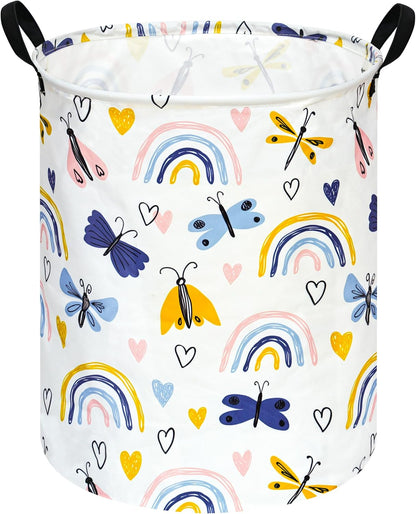 Kids Laundry Hamper Clothes Gift Basket Storage Laundry Baskets Organizer Bin with Handles for Nursery Room (Excavator)
