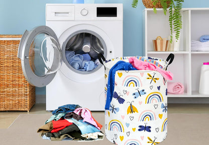 Kids Laundry Hamper Clothes Gift Basket Storage Laundry Baskets Organizer Bin with Handles for Nursery Room (Excavator)